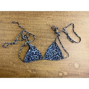 Anemos Leopard Print Triangle Bikini Top Brown Black Animal Swim Small